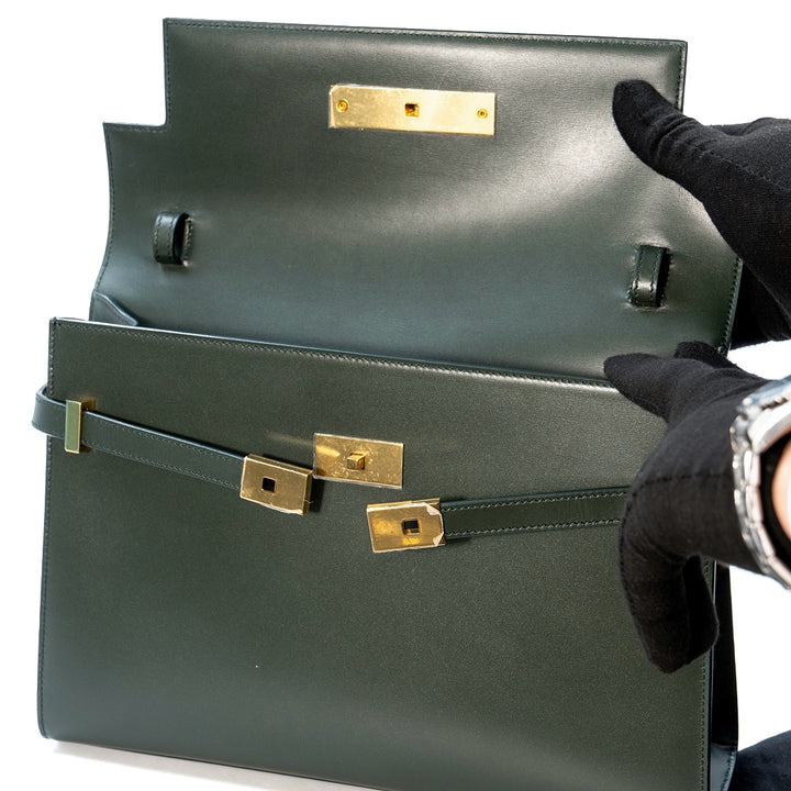 Saint Laurent Manhattan shoulder bag in a dark green smooth calfskin leather