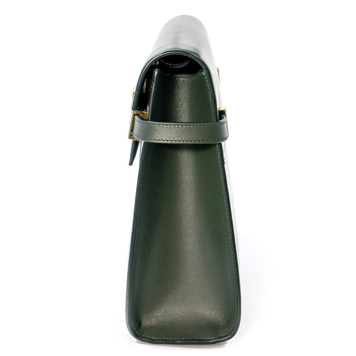Saint Laurent Manhattan shoulder bag in a dark green smooth calfskin leather