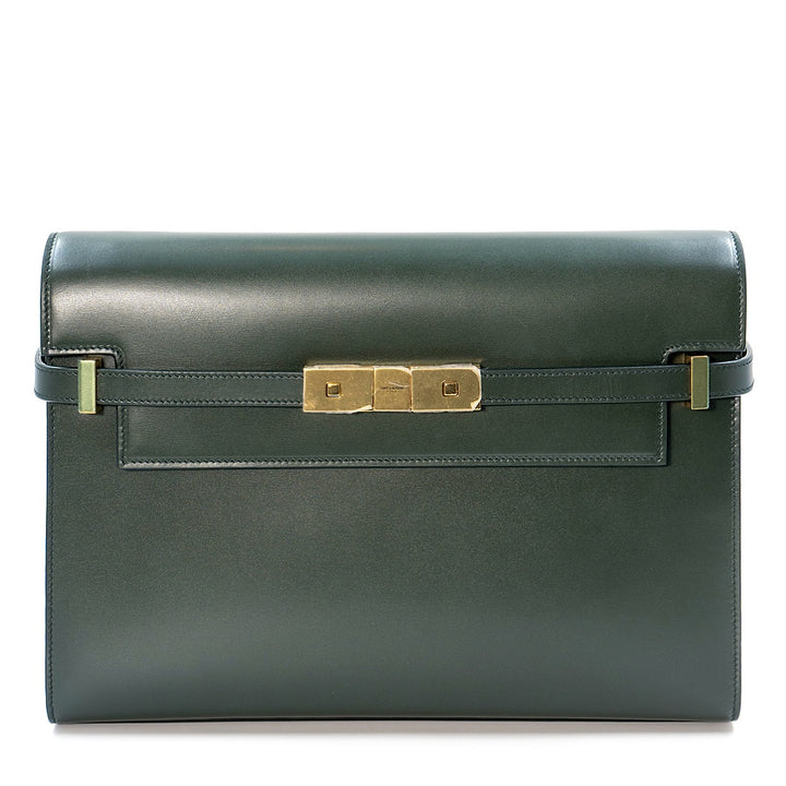 Saint Laurent Manhattan shoulder bag in a dark green smooth calfskin leather