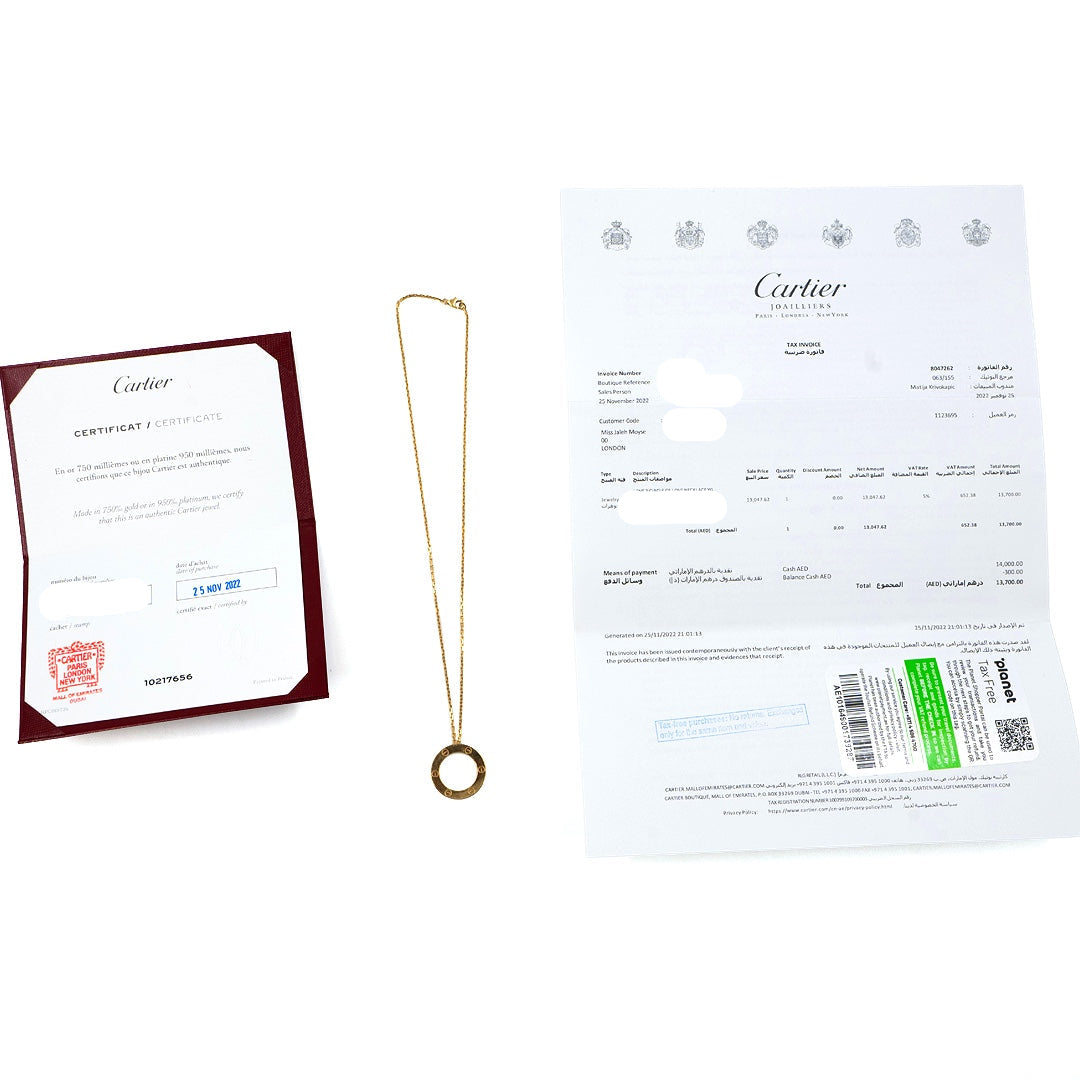 Cartier Love Pendant Necklace in 18K Yellow Gold