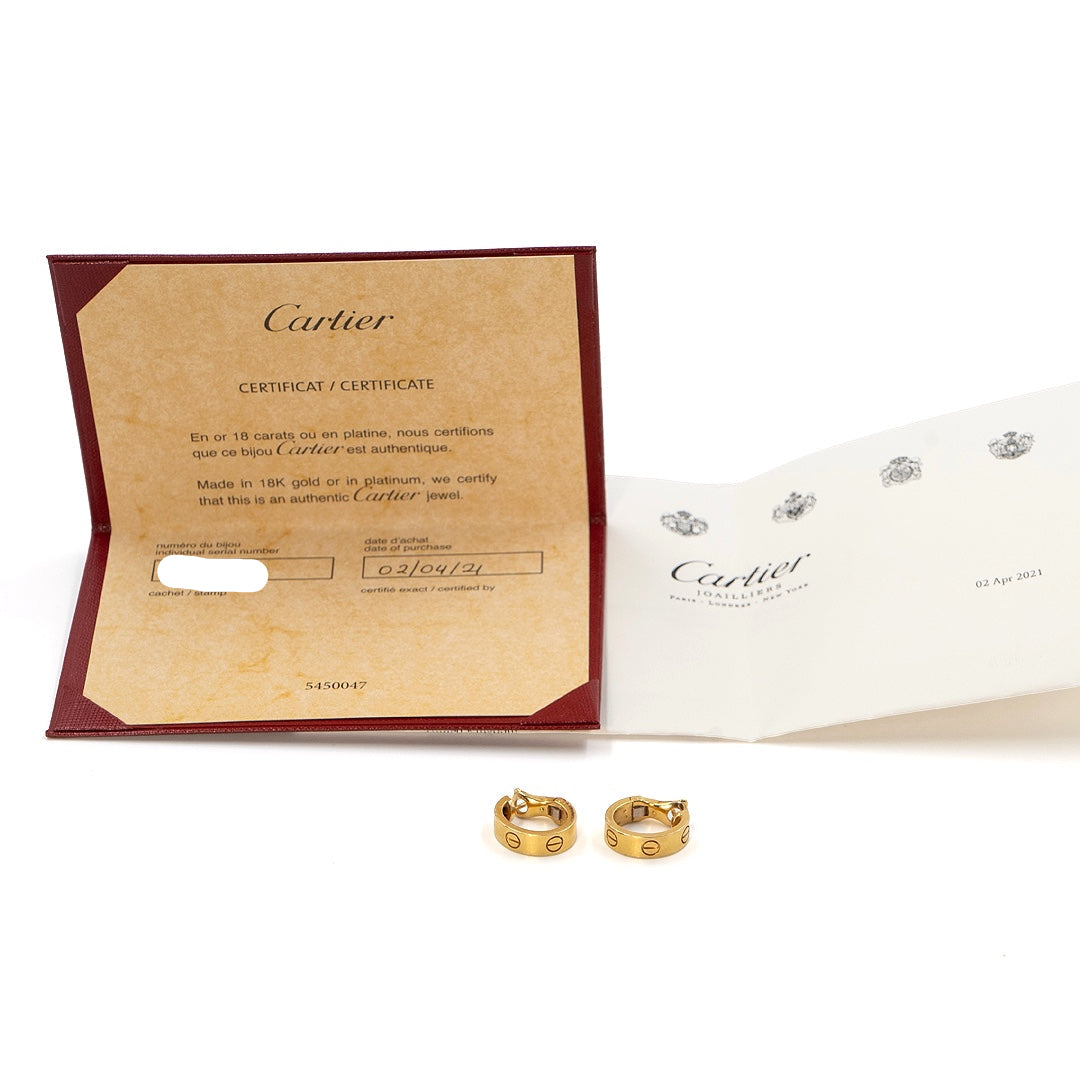 Cartier LOVE Classic Hoop Earrings in 18K Yellow Gold