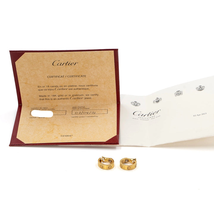 Cartier LOVE Classic Hoop Earrings in 18K Yellow Gold