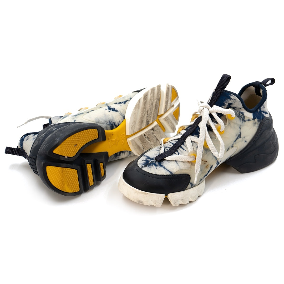 Dior D-Connect Sneakers in Blue Tie-Dye with Chunky Rubber Sole