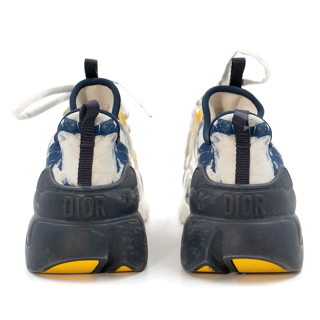 Dior D-Connect Sneakers in Blue Tie-Dye with Chunky Rubber Sole