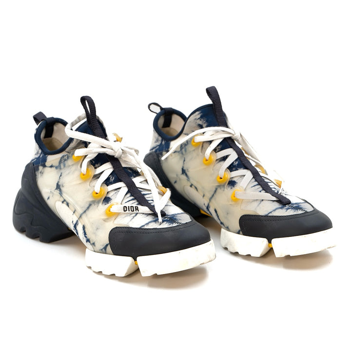 Dior D-Connect Sneakers in Blue Tie-Dye with Chunky Rubber Sole