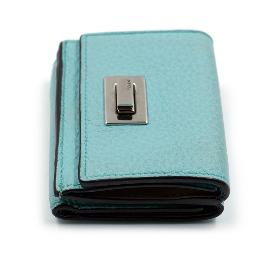 Fendi Selleria Leather Sky Blue Micro Trifold Wallet - Gemaee  UAE