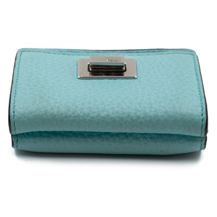 Fendi Selleria Leather Sky Blue Micro Trifold Wallet - Gemaee  UAE