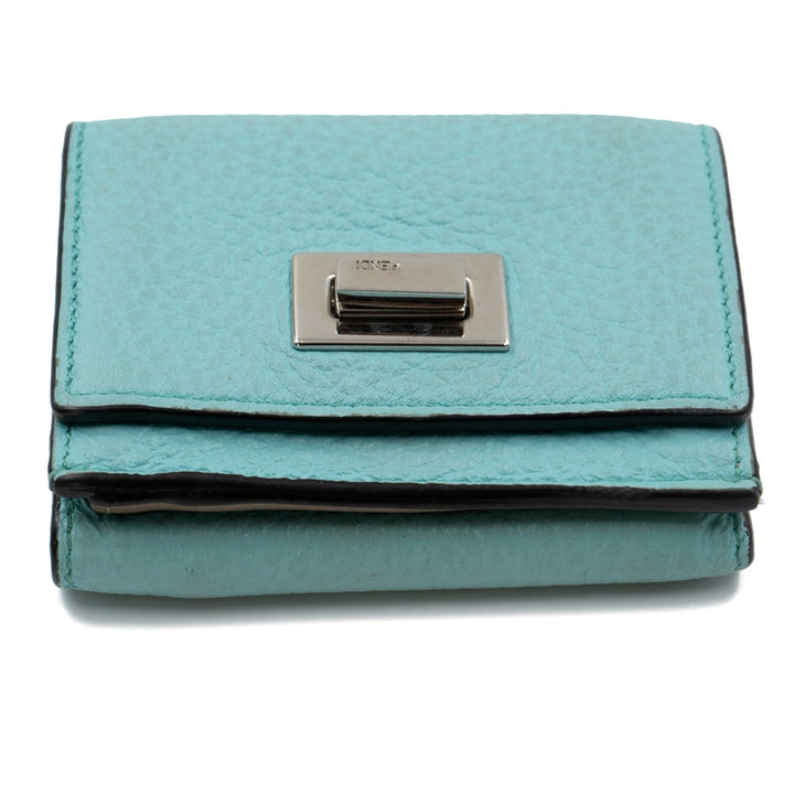 Fendi Selleria Leather Sky Blue Micro Trifold Wallet - Gemaee  UAE