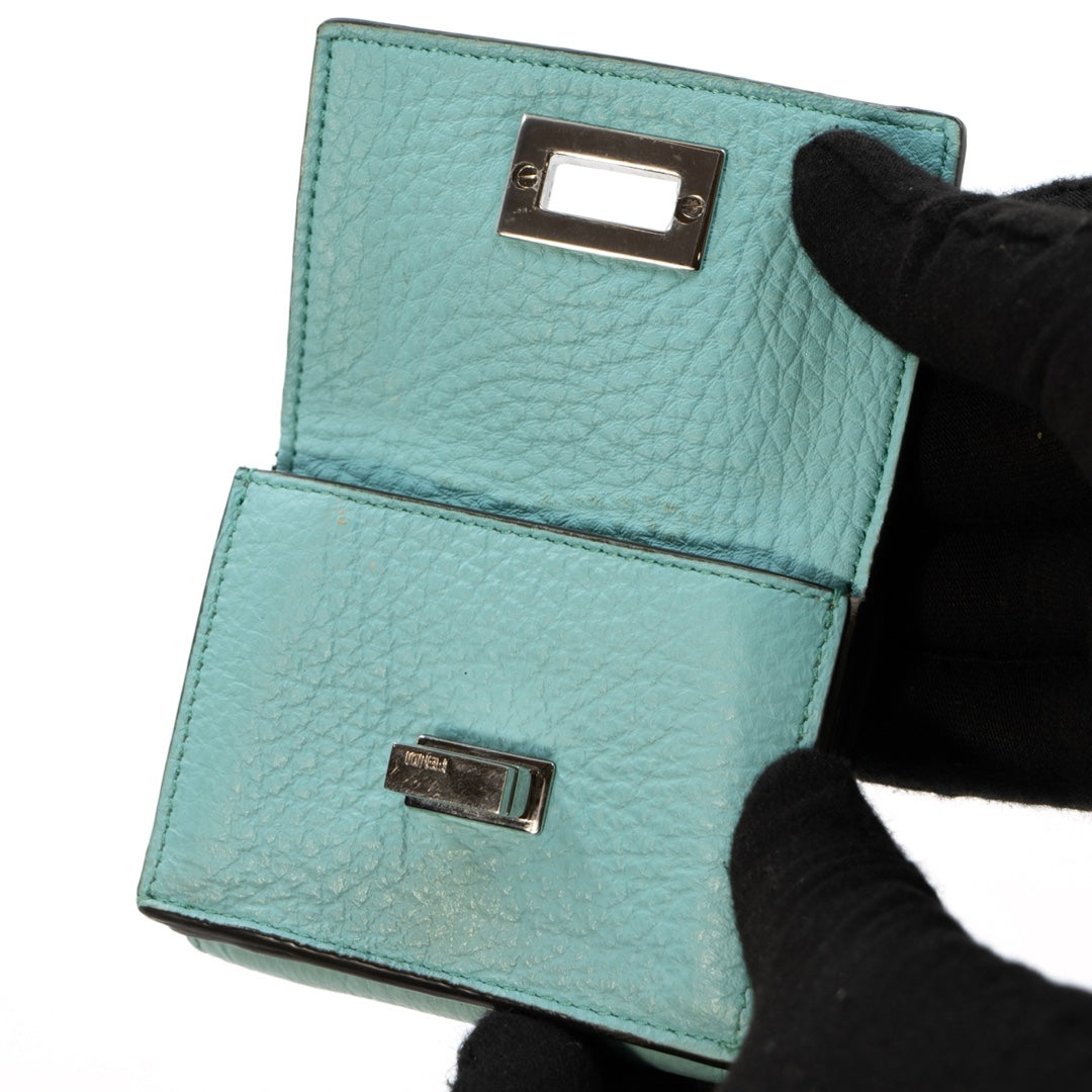 Fendi Selleria Leather Sky Blue Micro Trifold Wallet - Gemaee  UAE