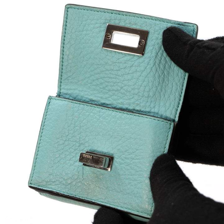 Fendi Selleria Leather Sky Blue Micro Trifold Wallet - Gemaee  UAE