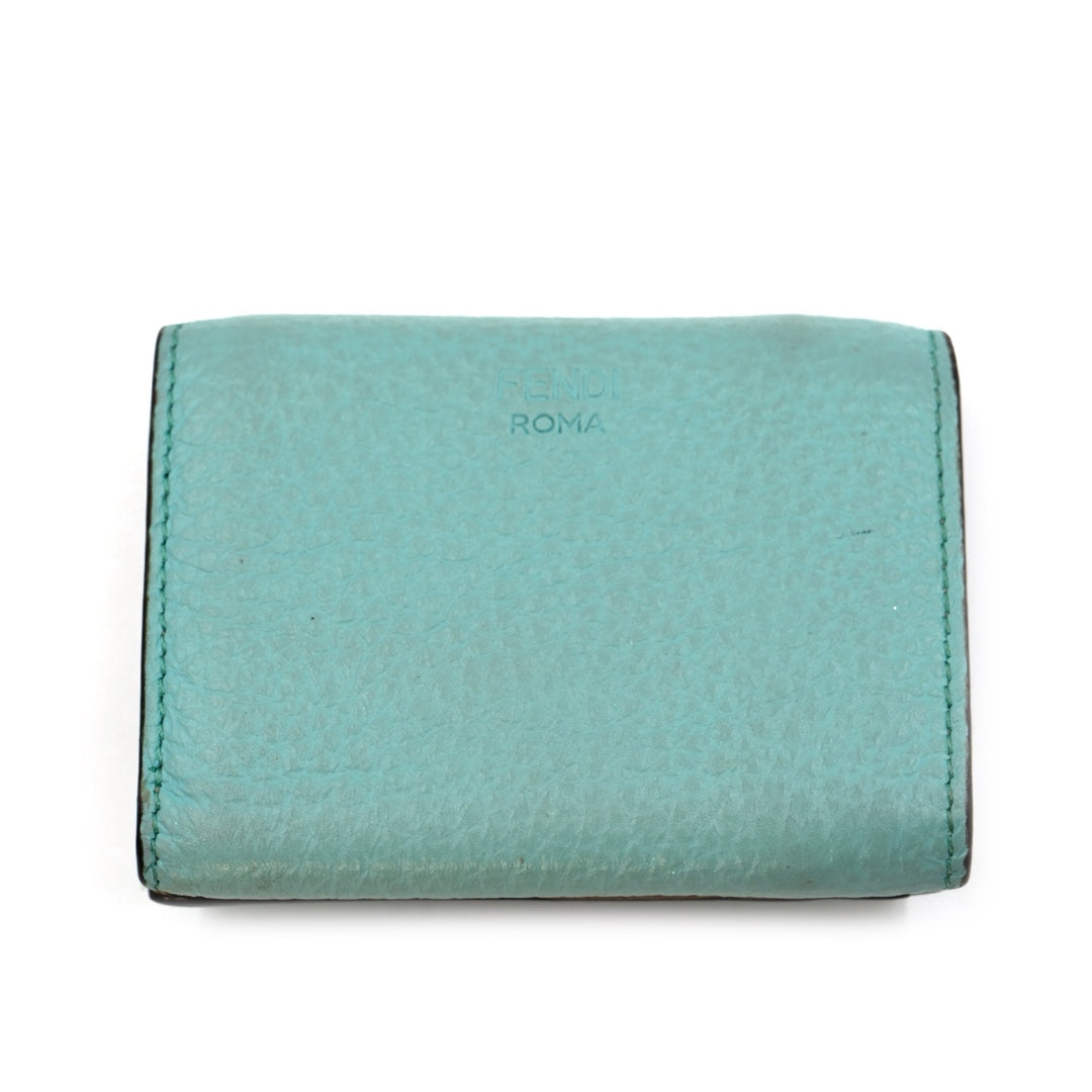 Fendi Selleria Leather Sky Blue Micro Trifold Wallet - Gemaee  UAE
