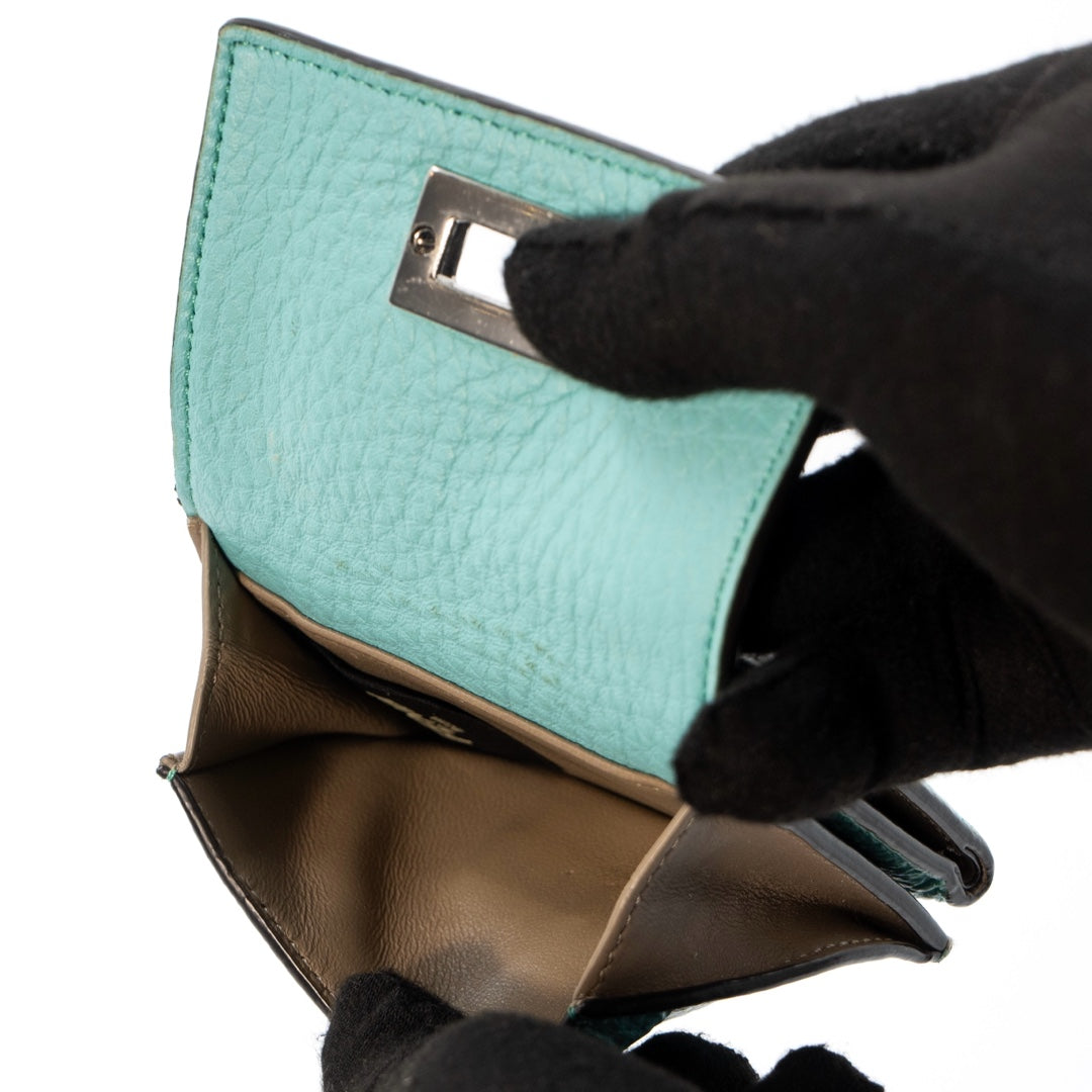 Fendi Selleria Leather Sky Blue Micro Trifold Wallet - Gemaee  UAE