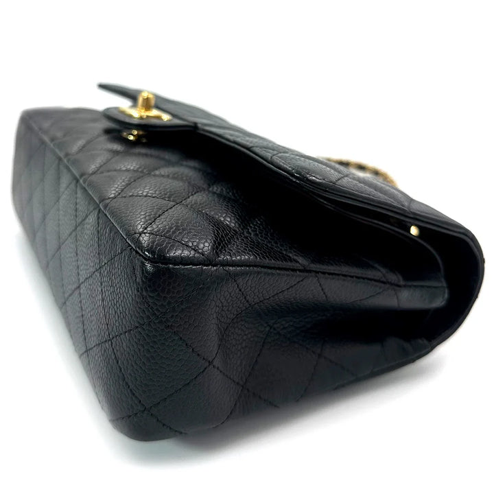 Chanel Medium Classic Double Flap Bag in Black Caviar Leather with Gold Hardware