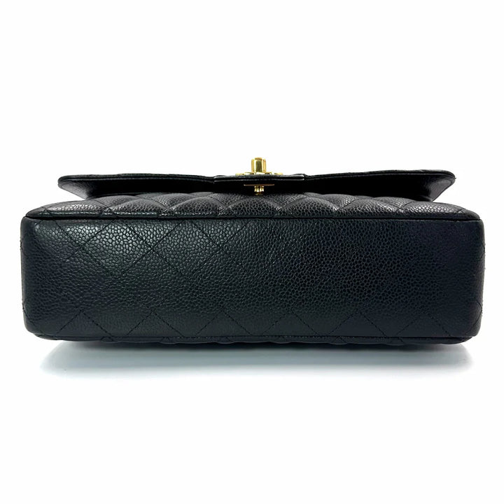 Chanel Medium Classic Double Flap Bag in Black Caviar Leather with Gold Hardware