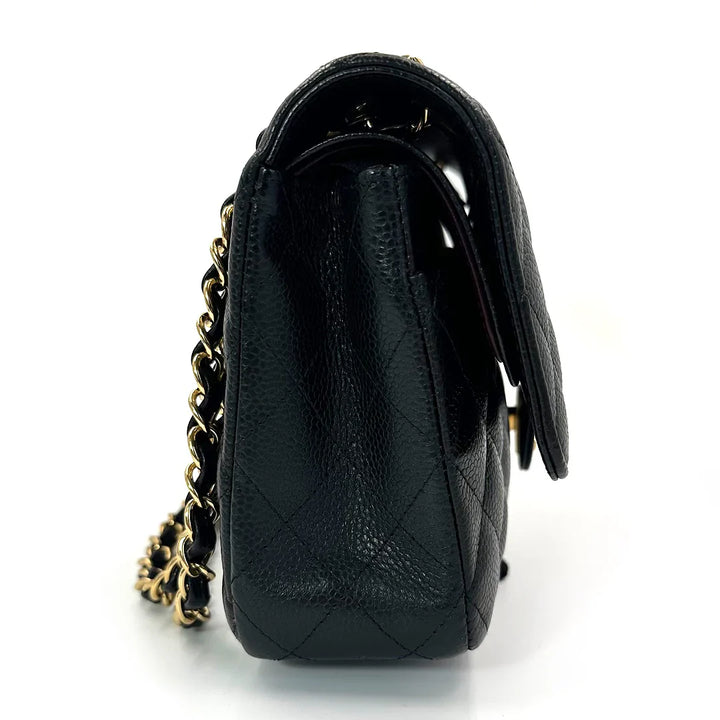 Chanel Medium Classic Double Flap Bag in Black Caviar Leather with Gold Hardware