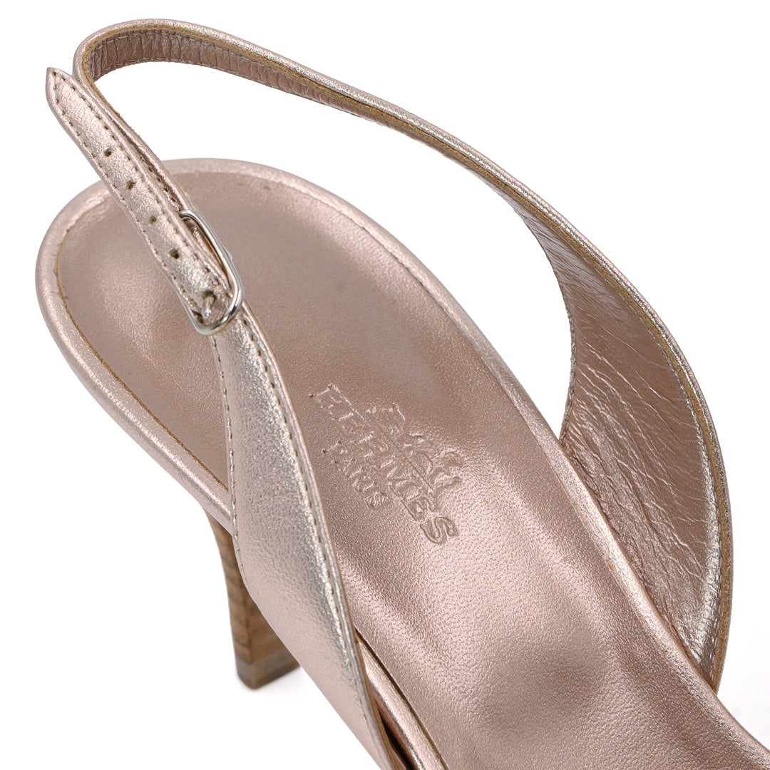 Hermès Golden Metallic Leather Slingback