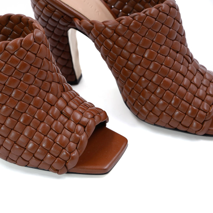 Bottega Veneta Brown Sugar Canalazzo High Heel Mule