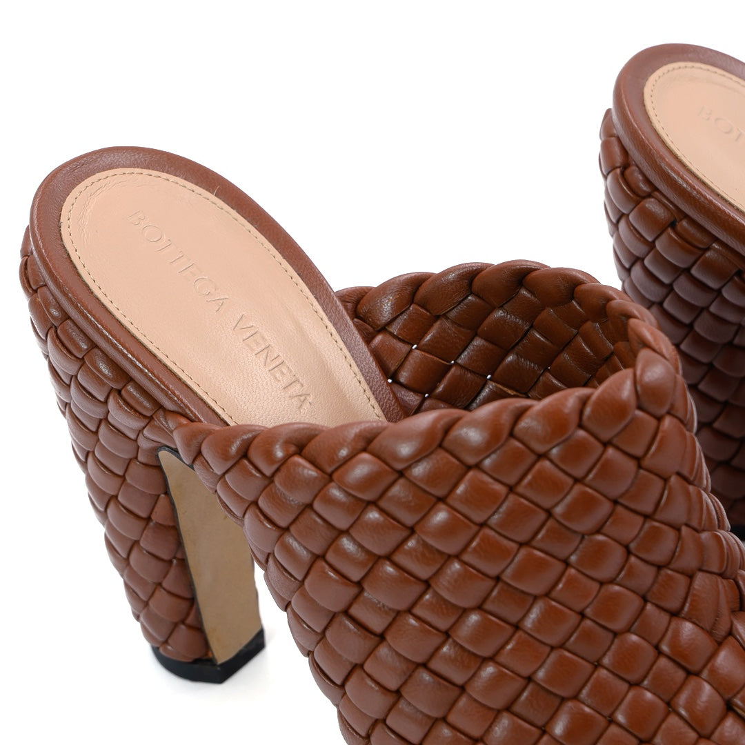 Bottega Veneta Brown Sugar Canalazzo High Heel Mule