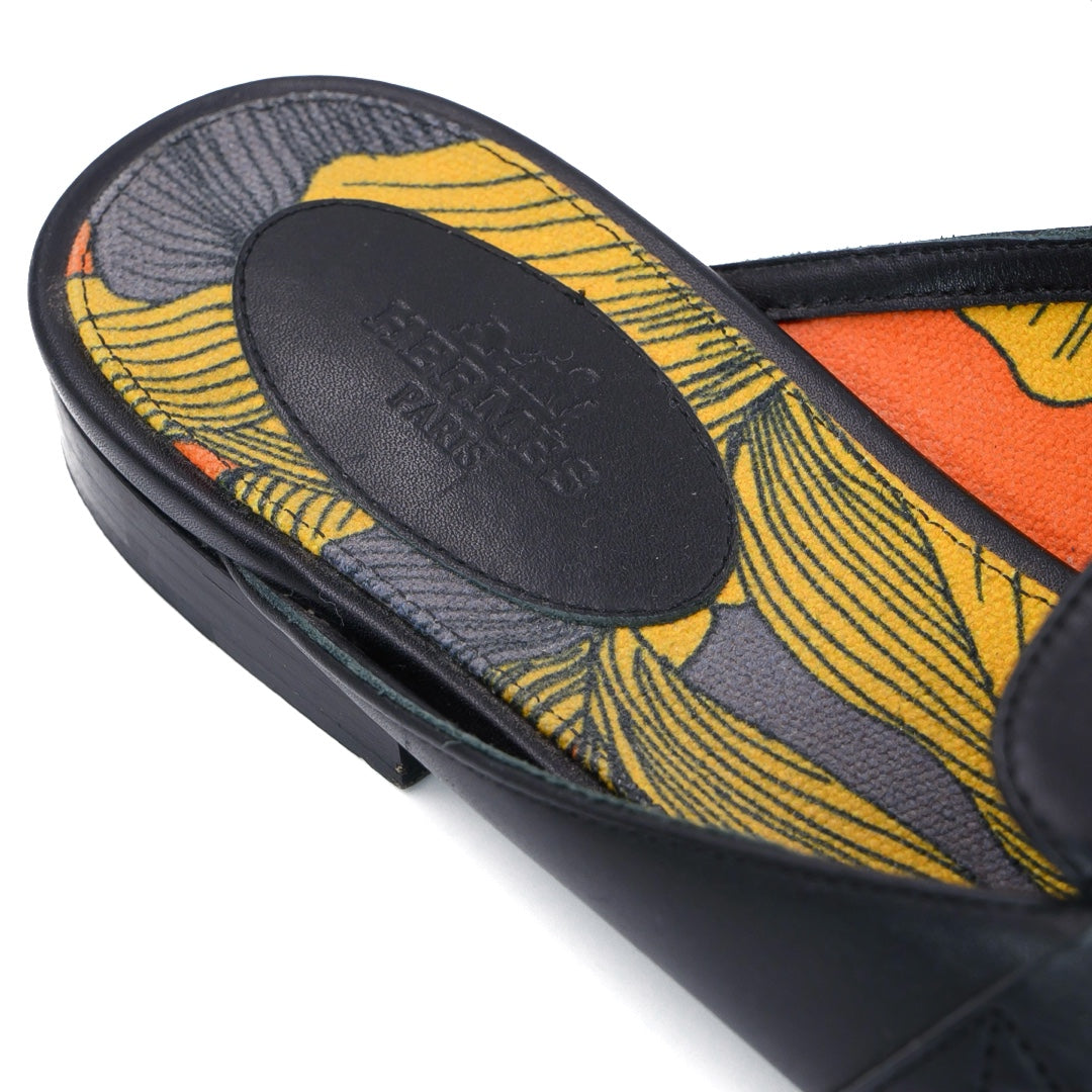 Hermès Black OZ Flat Mules