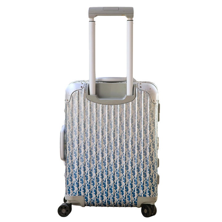 Dior x Rimowa Gradient Blue Oblique Aluminum Carry On Suitcase & Matching Hand Case Set
