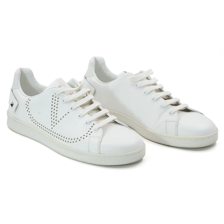Valentino Garavani White Leather Backnet Sneakers