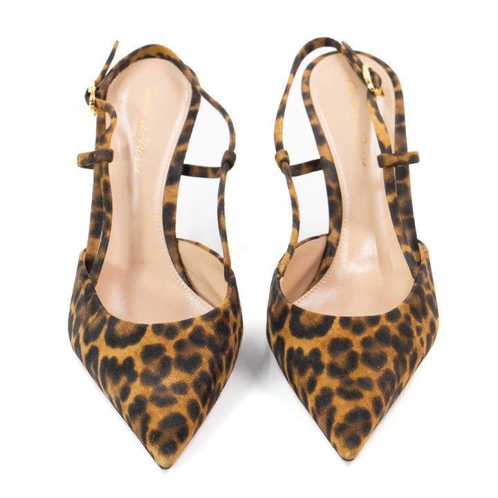 Gianvito Rossi Brown Ascent Slingbacks in animal print