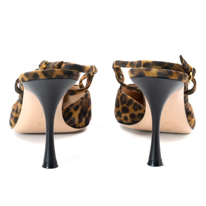 Gianvito Rossi Brown Ascent Slingbacks in animal print