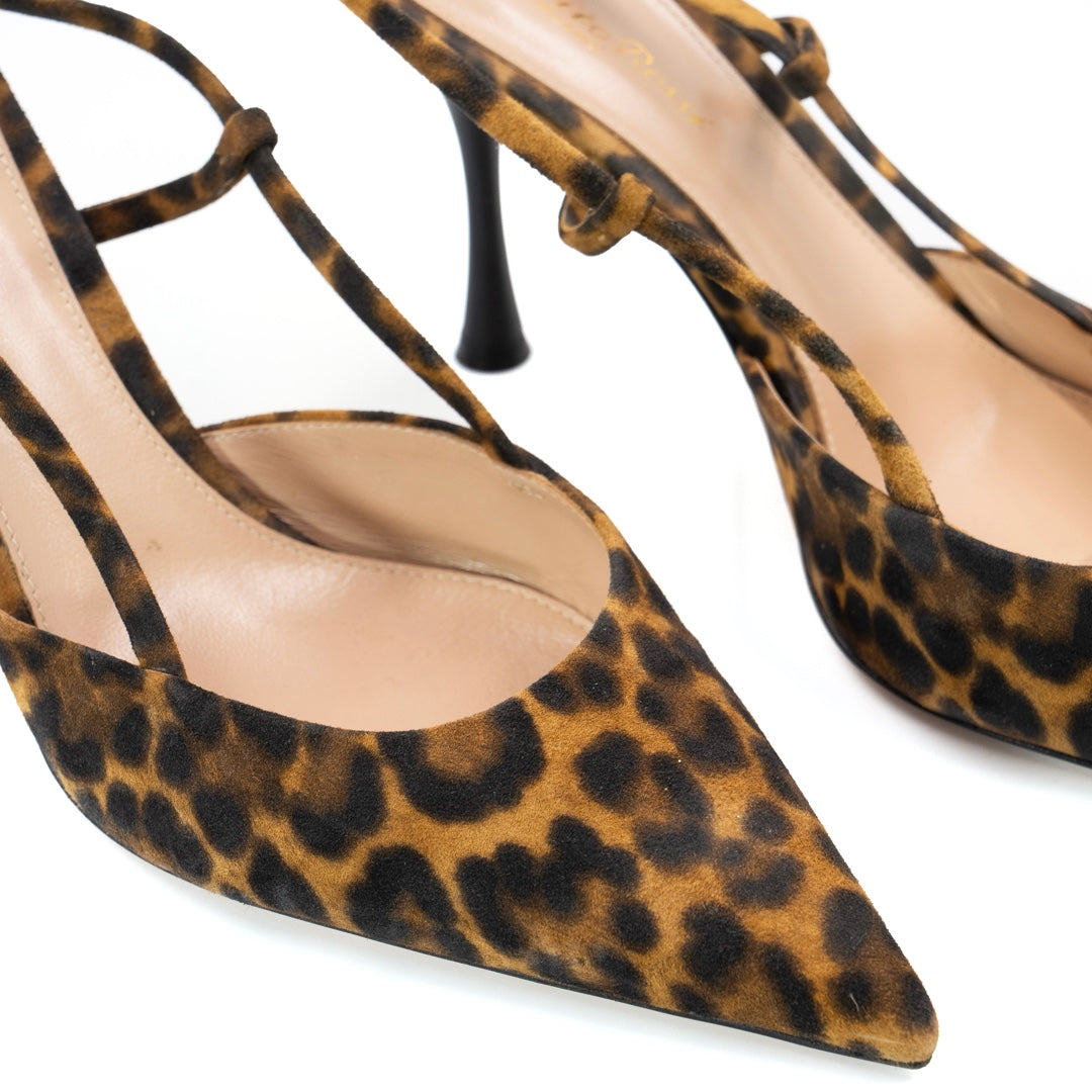 Gianvito Rossi Brown Ascent Slingbacks in animal print