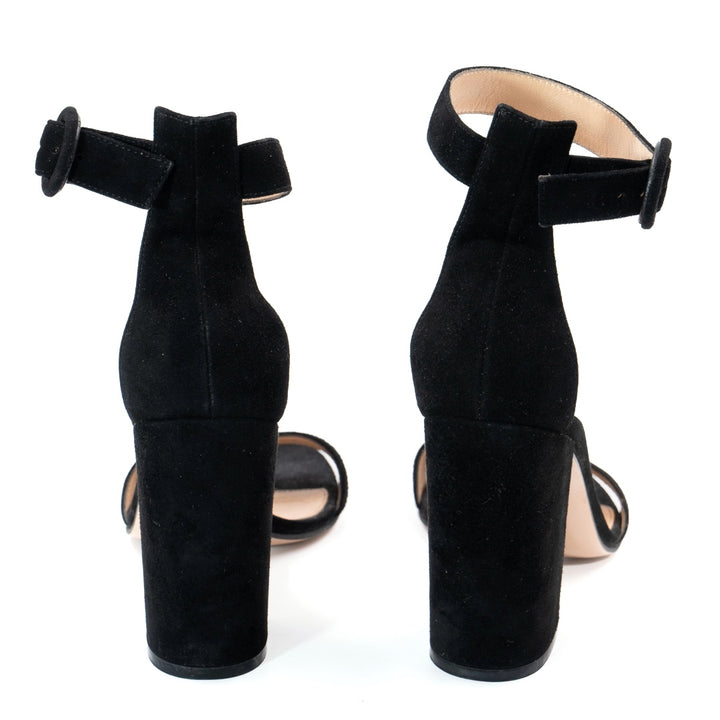 Gianvito Rossi Portofino 105 Block Heel Sandals in black suede