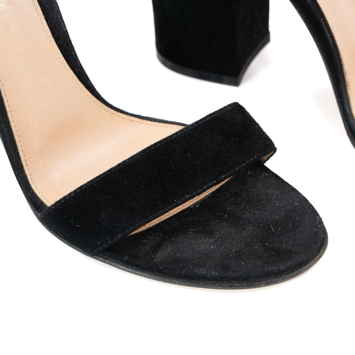 Gianvito Rossi Portofino 105 Block Heel Sandals in black suede