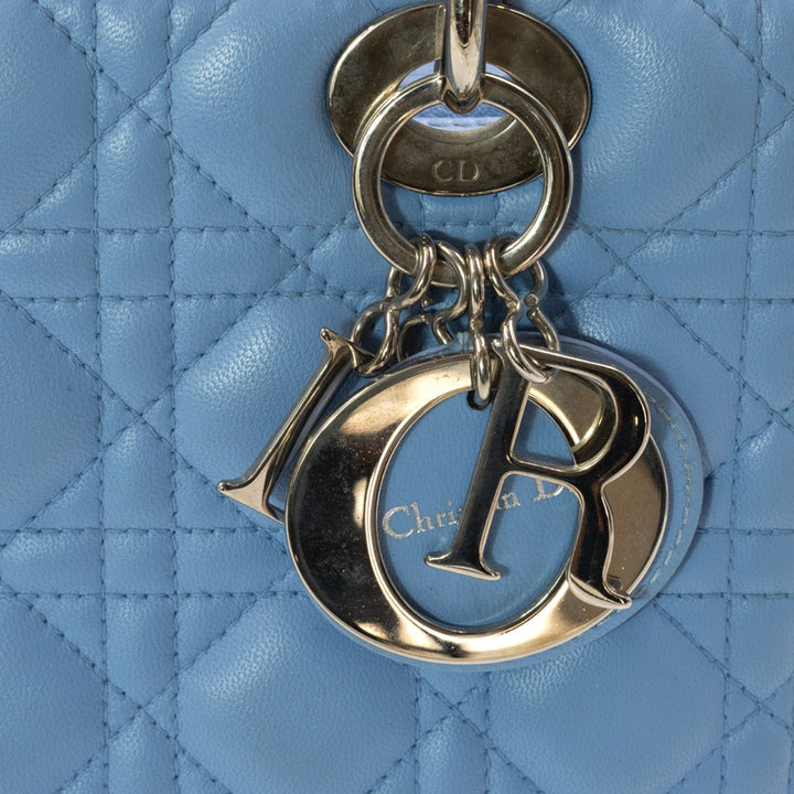 Dior Lady Dior Medium Bag in Blue Cannage Lambskin with Silver Tone Hardware - Gemaee  UAE