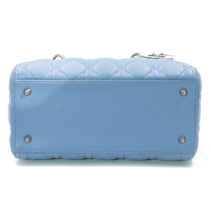 Dior Lady Dior Medium Bag in Blue Cannage Lambskin with Silver Tone Hardware - Gemaee  UAE