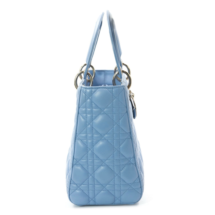 Dior Lady Dior Medium Bag in Blue Cannage Lambskin with Silver Tone Hardware - Gemaee  UAE