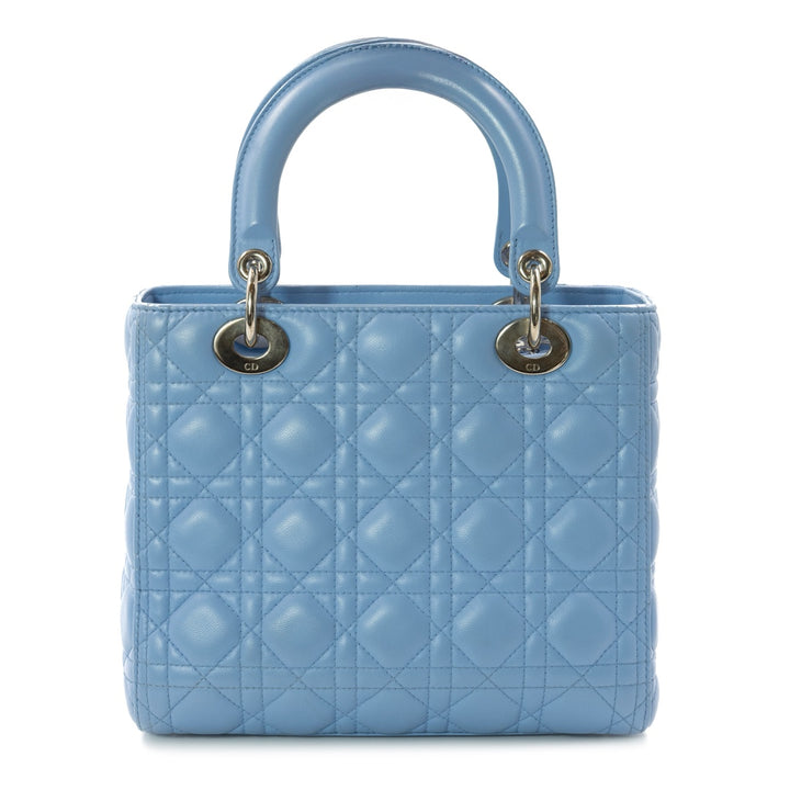 Dior Lady Dior Medium Bag in Blue Cannage Lambskin with Silver Tone Hardware - Gemaee  UAE