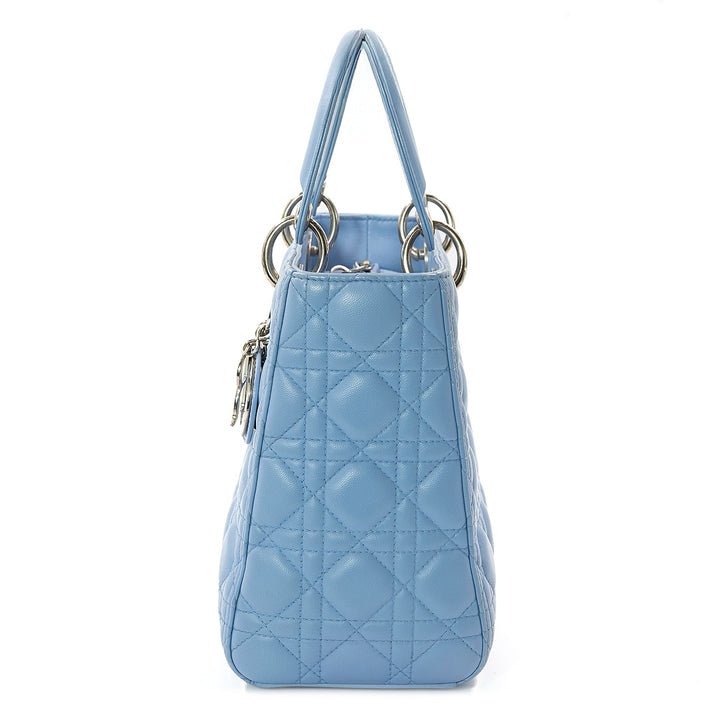 Dior Lady Dior Medium Bag in Blue Cannage Lambskin with Silver Tone Hardware - Gemaee  UAE