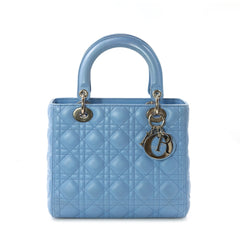 Dior Lady Dior Medium Bag in Blue Cannage Lambskin with Silver Tone Hardware