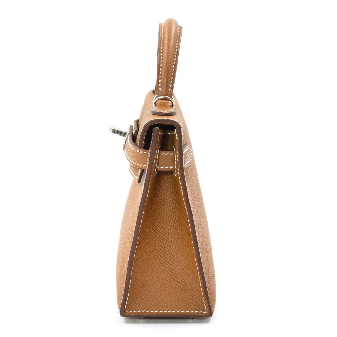 Hermès Mini Kelly Bag in Gold Epsom Leather with Palladium Hardware - Gemaee  UAE