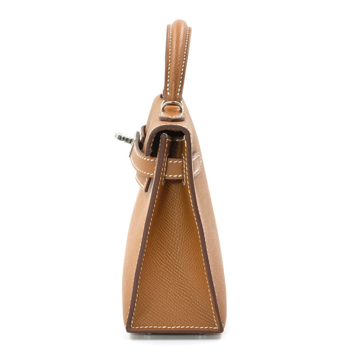 Hermès Mini Kelly Bag in Gold Epsom Leather with Palladium Hardware - Gemaee  UAE
