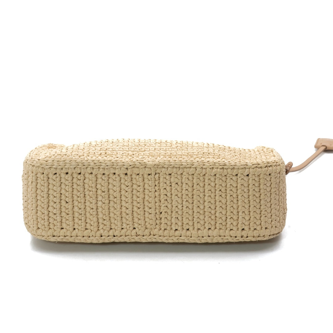 Prada Re Edition 2005 Beige Raffia Shoulder Bag with Gold Tone Hardware - Gemaee  UAE
