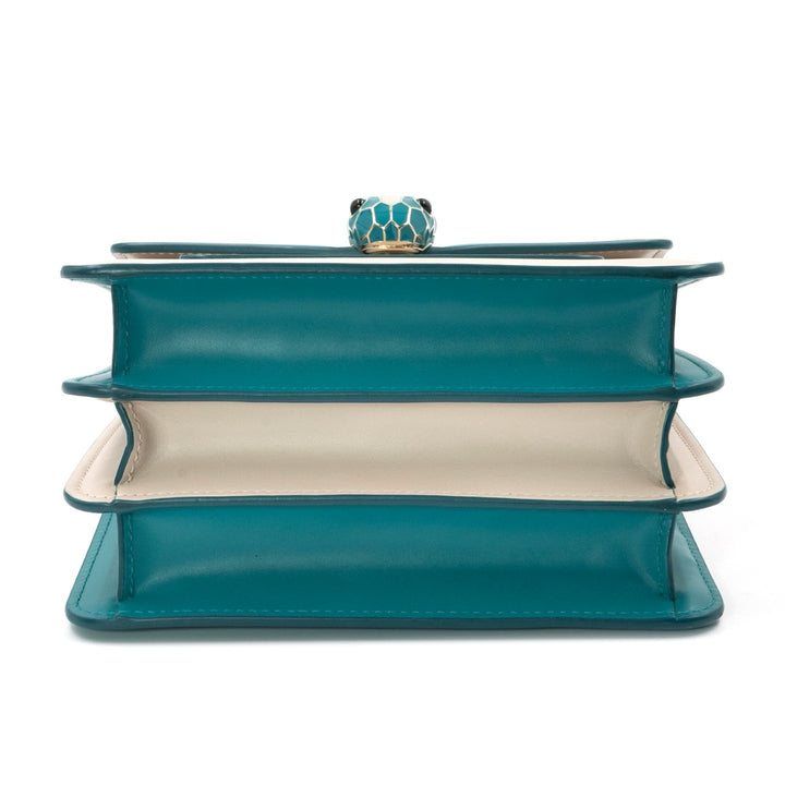 Bulgari Serpenti Forever Small Top Handle Bag in Emerald Green & Ivory Calf Leather - Gemaee  UAE