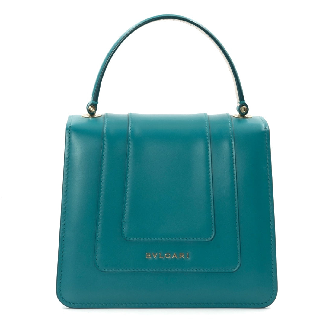 Bulgari Serpenti Forever Small Top Handle Bag in Emerald Green & Ivory Calf Leather - Gemaee  UAE