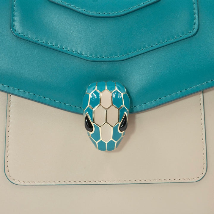 Bulgari Serpenti Forever Small Top Handle Bag in Emerald Green & Ivory Calf Leather - Gemaee  UAE