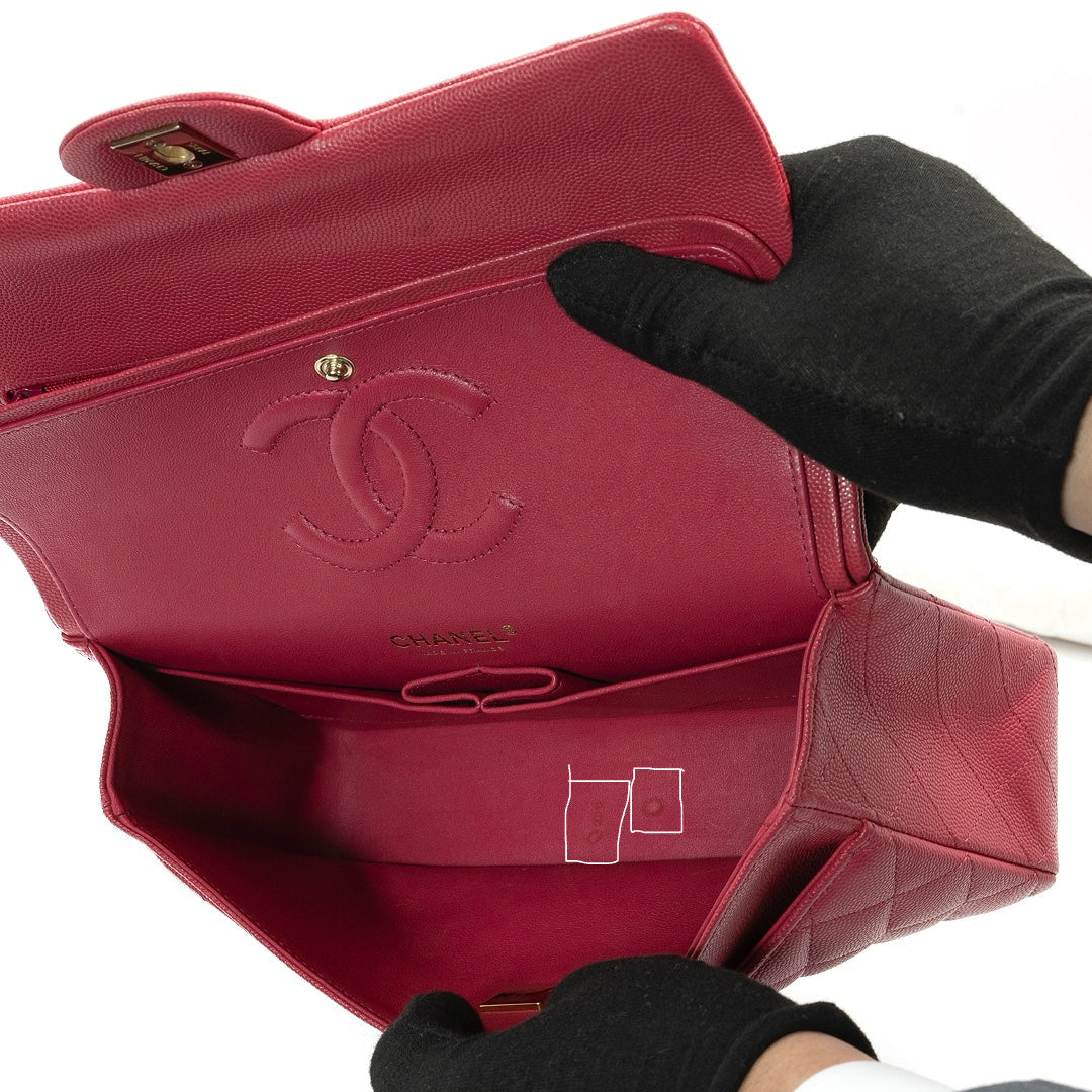 Chanel Medium Classic Double Flap Shoulder Bag in Pink Quilted Caviar Leather - Gemaee  UAE