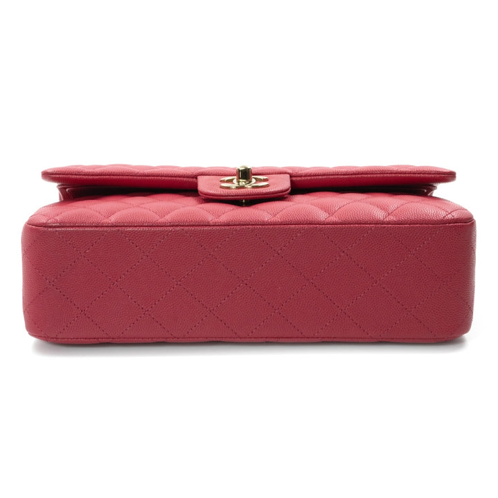 Chanel Medium Classic Double Flap Shoulder Bag in Pink Quilted Caviar Leather - Gemaee  UAE