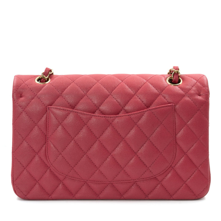 Chanel Medium Classic Double Flap Shoulder Bag in Pink Quilted Caviar Leather - Gemaee  UAE