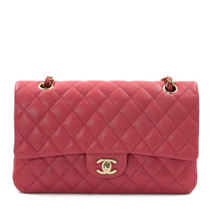Chanel Medium Classic Double Flap Shoulder Bag in Pink Quilted Caviar Leather