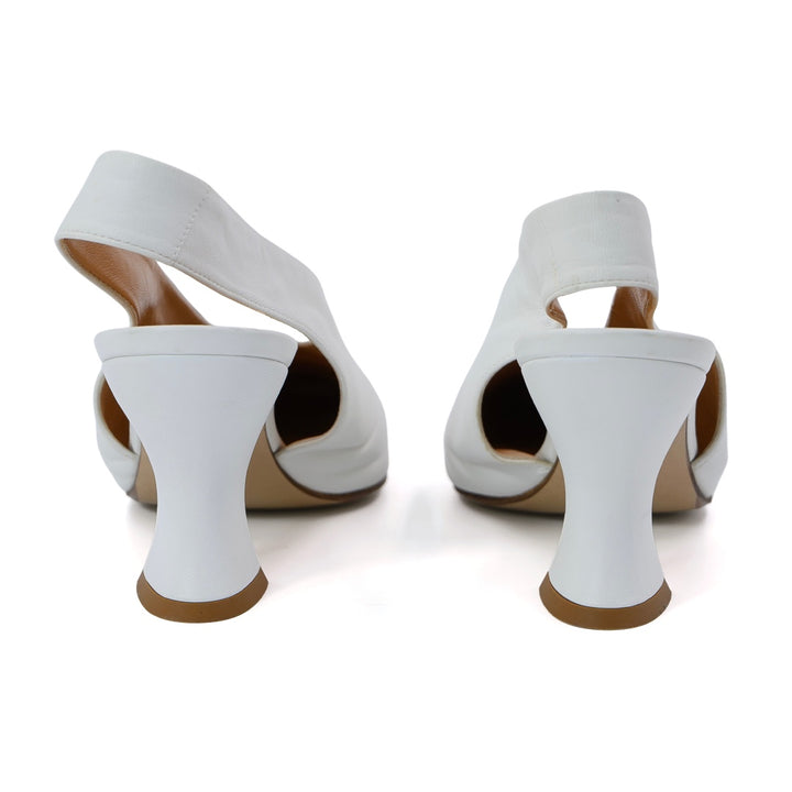 Bottega Veneta White Almond shape Slingback Pumps