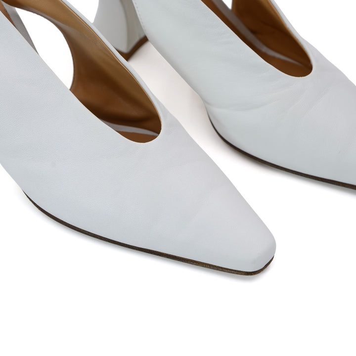 Bottega Veneta White Almond shape Slingback Pumps