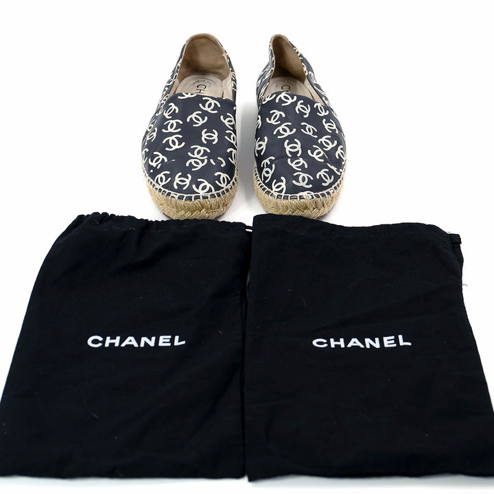 Chanel CC Logo Printed Leather Espadrilles