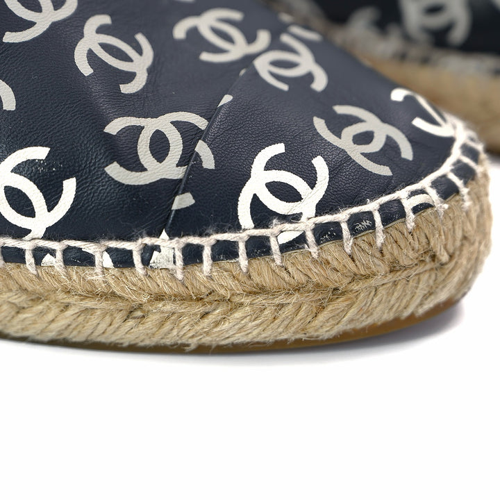 Chanel CC Logo Printed Leather Espadrilles